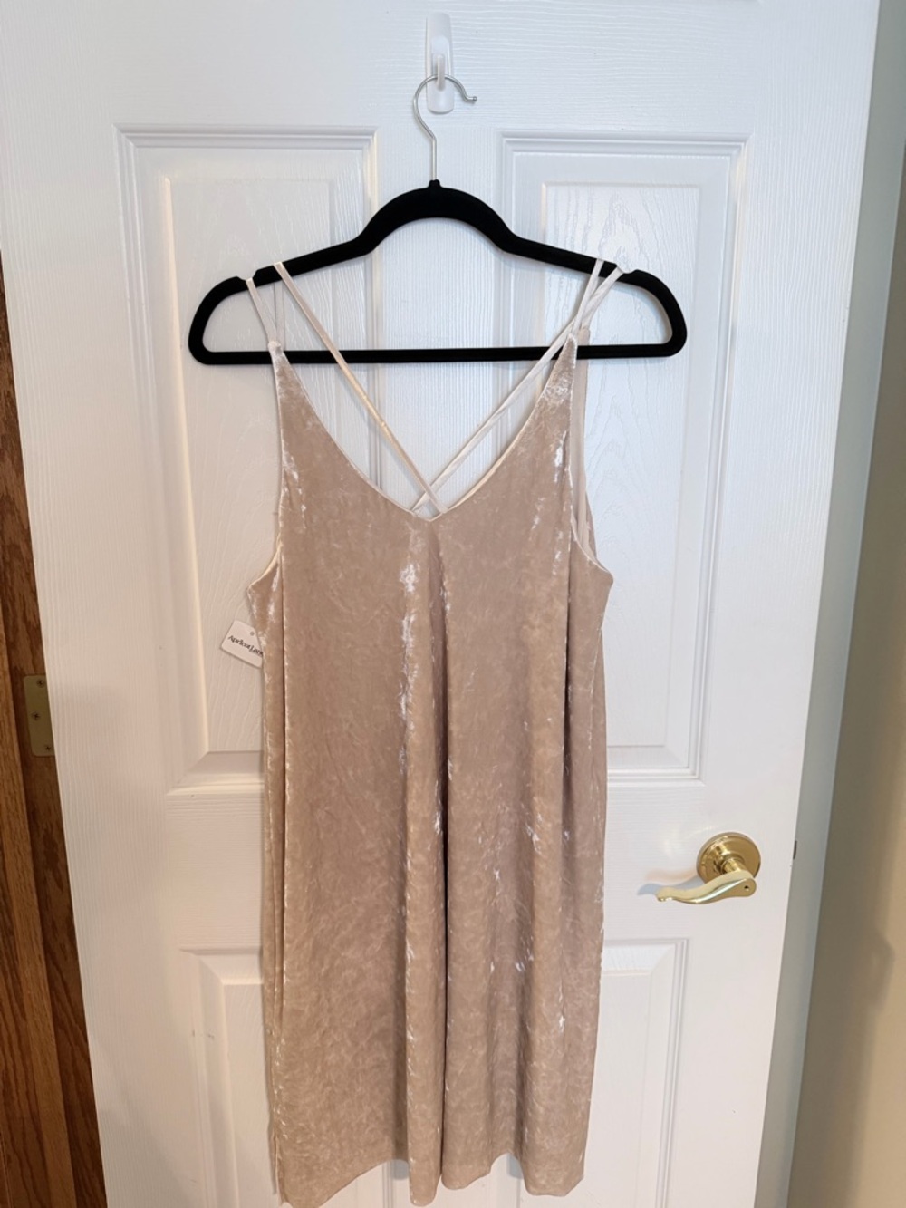 Crushed Velvet Strappy Mini Dress in Champagne
